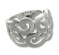 Silver filigree swirl ring