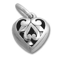 Silver heart pendant with filigree cutout