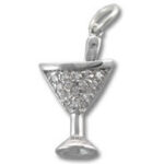Silver martini glass pendant with rhinestones