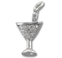Silver martini glass pendant with rhinestones