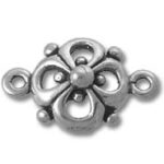 silver floral jewelry connector with two loops