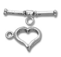 Silver heart toggle clasp jewelry connector