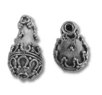 Ornate silver teardrop bead caps