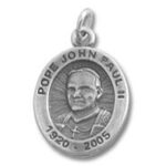Silver oval portrait religious medallion pendant