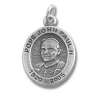 Silver oval portrait religious medallion pendant