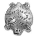 Silver turtle-shaped bead with shell details
