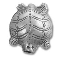 Silver turtle-shaped bead with shell details