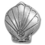 Metal scallop shell ornament with small flower