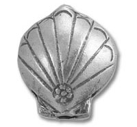 Metal scallop shell ornament with small flower
