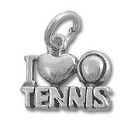 Silver I love tennis charm