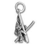 Silver pendant charm depicting saint carrying child