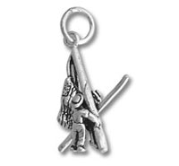 Silver pendant charm depicting saint carrying child