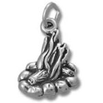 Silver diving charm pendant over stylized waves