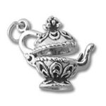 Ornate silver teapot charm