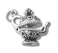 Ornate silver teapot charm
