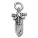 small silver dagger charm with bow