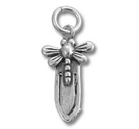 small silver dagger charm with bow