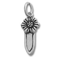Small silver daisy dagger charm pendant