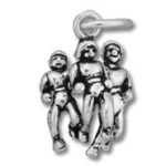 Silver charm pendant with three figures