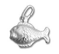 silver fish charm pendant with loop