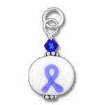 Purple awareness ribbon charm with blue bead
