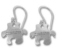 Pair of silver puzzle-piece hook earrings