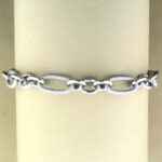 Silver alternating textured and smooth link bracelet