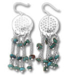 Silver dangle earrings with turquoise beads