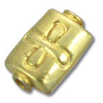 Gold barrel bead with ankh symbol