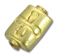 Gold barrel bead with ankh symbol