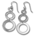 Pair of silver double hoop dangle earrings