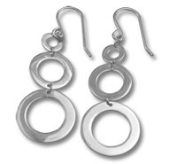 Pair of silver double hoop dangle earrings