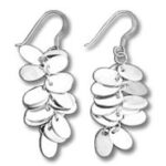 Pair of silver dangling disc cluster earrings
