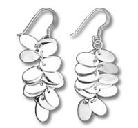 Pair of silver dangling disc cluster earrings