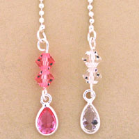 Pair of pink crystal teardrop dangle earrings