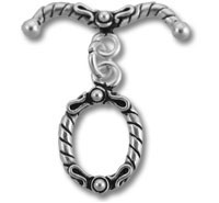 Ornate silver toggle clasp for jewelry