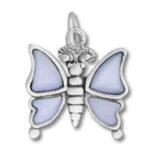 Silver butterfly pendant with lavender enamel