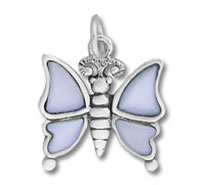 Silver butterfly pendant with lavender enamel