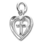 Silver heart pendant with cross