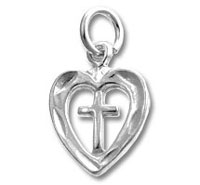 Silver heart pendant with cross
