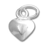 Silver heart charm with double jump rings