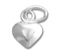 Silver heart charm with double jump rings