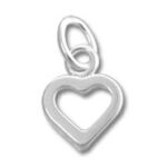 Silver open heart charm with jump ring
