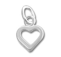 Silver open heart charm with jump ring