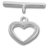 Silver heart-shaped toggle clasp