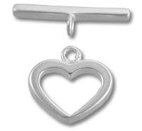 Silver heart-shaped toggle clasp