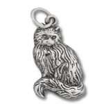 Silver Persian cat pendant charm