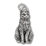 Detailed silver sitting cat pendant charm