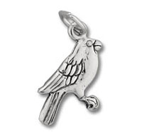 Silver parrot pendant charm
