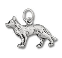Silver wolf charm pendant